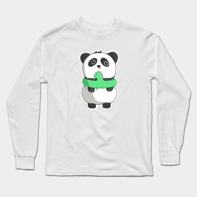 Dino Panda Long Sleeve T-Shirt by XeniahUnicorn